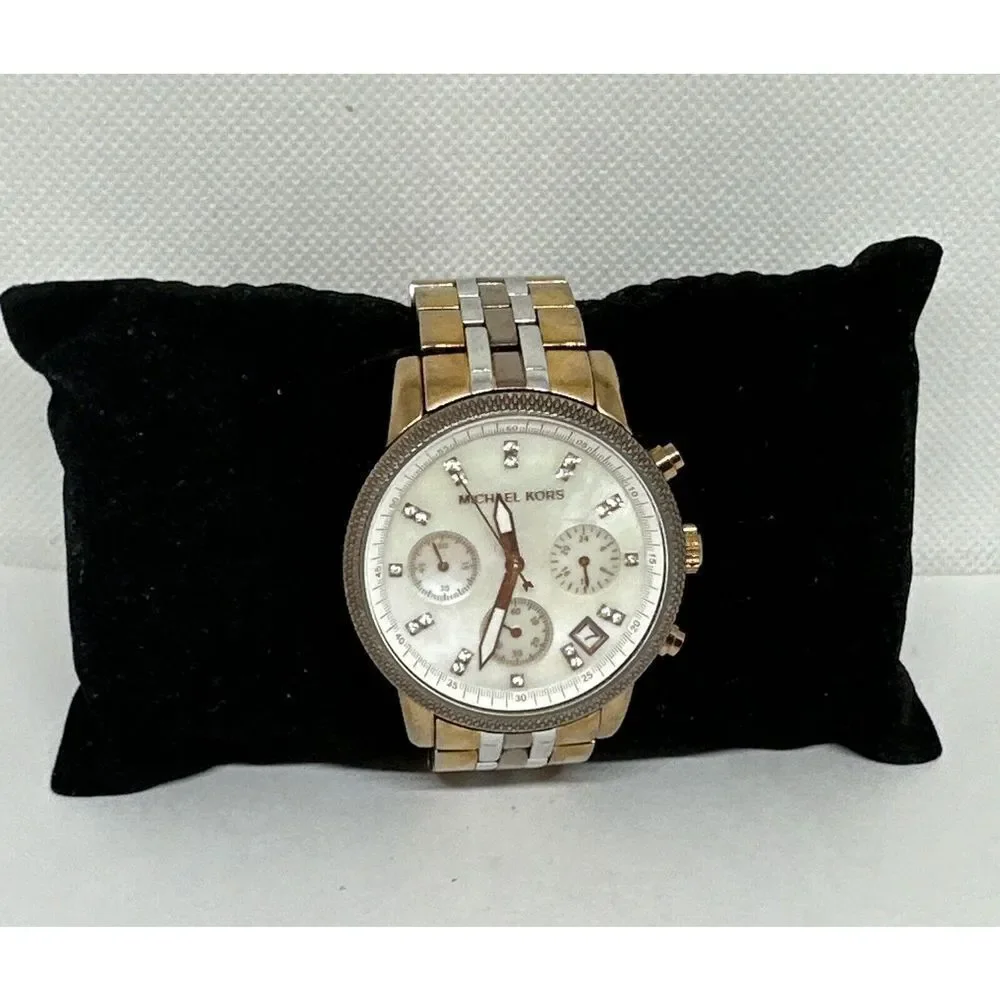 Michael Kors Ritz MK5642 Women Tri-Tone Stainless Steel Analog Dial Watch NUL60
